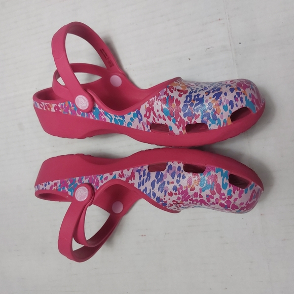 Crocs Karin Mary Jane Slip-on Clogs, Pink Leopard Lightweight Sandals Si… - Picture 2 of 13
